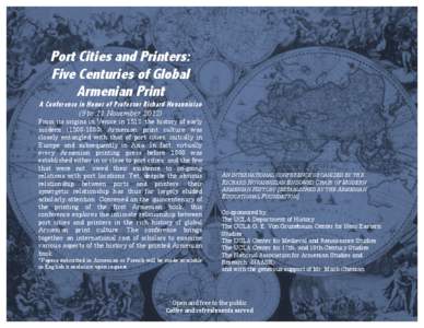    Port Cities and Printers: Five Centuries of Global Armenian Print