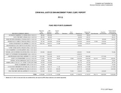 Compiled and Submitted by: Arizona Criminal Justice Commission CRIMINAL JUSTICE ENHANCEMENT FUND (CJEF) REPORT  FY13