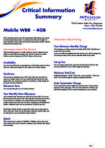 Critical Information Summary 7940 Goulburn Valley Hwy, Shepparton Phone: [removed]www.mcmedia.com.au