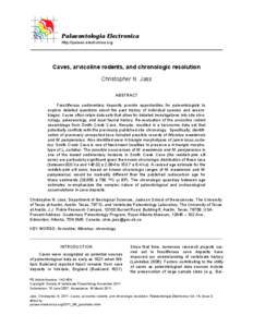 Palaeontologia Electronica http://palaeo-electronica.org Caves, arvicoline rodents, and chronologic resolution Christopher N. Jass ABSTRACT