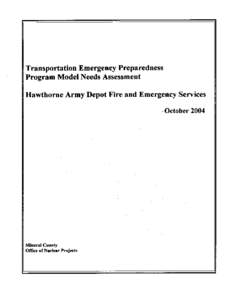 Transportation Emergency Preparedness Program Model Needs Assessment Hawthorne Army Depot Fire and Emergency Services .  Mineral County