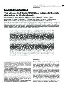 Molecular Psychiatry[removed], 487–491 & 2009 Nature Publishing Group All rights reserved[removed] $32.00 www.nature.com/mp IMMEDIATE COMMUNICATION