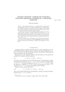 VARIABLE TIME-STEP ϑ-SCHEME FOR NONLINEAR EVOLUTION EQUATIONS GOVERNED BY A MONOTONE OPERATOR ETIENNE EMMRICH  Abstract. The single-step ϑ-scheme on a variable time grid is employed for