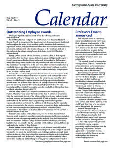 Metropolitan State University  May 10, 2013 Vol. 40 No. 41  Calendar