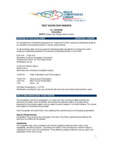 TEST SCOPE FOR WEBSITE 34 –COOKING Secondary (NOTE: Scope may change without notice) PURPOSE OF THE CHALLENGE