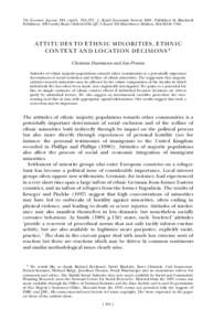 The Economic Journal, 111 (April), 353±373. # Royal Economic SocietyPublished by Blackwell Publishers, 108 Cowley Road, Oxford OX4 1JF, UK and 350 Main Street, Malden, MA 02148, USA. ATTITUDES TO ETHNIC MINORITIE