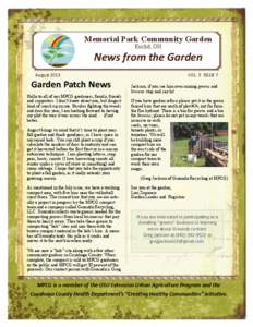 Memorial Park Community Garden Euclid, OH News from the Garden August 2013