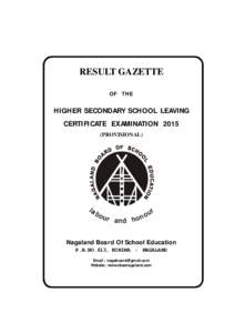 RESULT GAZETTE OF THE HIGHER SECONDARY SCHOOL LEAVING CERTIFICATE EXAMINATIONPROVISIONAL)