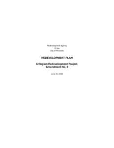 Redevelopment Agency Of the City of Riverside REDEVELOPMENT PLAN Arlington Redevelopment Project,