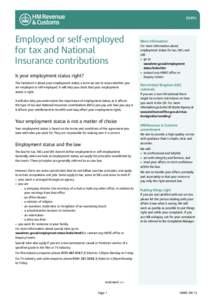 Employed or self-employed for tax and National Insurance contributions
