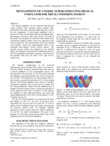 Development of a Model Superconducting Helical Undulator for the ILC Positron Source