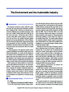 The Environment and the Automobile Industry  1 Introduction　　 　　　　　　　　　　　　　 ence (COP 19) held in Warsaw, Poland in November 2013, Japan reported that it had achieved an 8.2% reduction