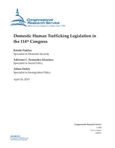 Domestic Human Trafficking Legislation in the 114th Congress