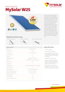 Wannenkollektor  MySolar W25 10 JAHRE GARANTIE FTE QUAL