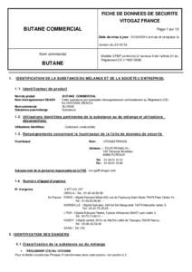 FICHE DE DONNEES DE SECURITE VITOGAZ FRANCE BUTANE COMMERCIAL  Page 1 sur 13