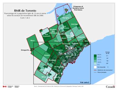 Chippewas of Georgina Island First Nation RMR de Toronto Pourcentage de la population âgée de 14 ans et moins