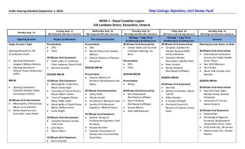 WEEK 1 - Royal Canadian Legion