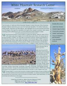 White Mountain Research Center University of California Newsletter  SPRING—2014