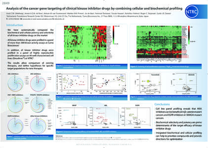 2849 Analysis of the cancer gene targeting of clinical kinase inhibitor drugs by combining cellular and biochemical profiling Joost C.M. Uitdehaag , Jeroen A.D.M. de Roos , Antoon M. van Doornmalen , Martine B.W. Prinsen