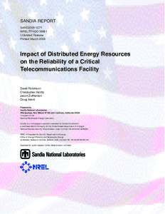 Impact of Distributed Energy Resources on the Reliability of a Critical Telecommunications Facility