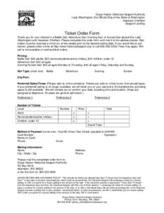 Grays Harbor Historical Seaport Authority Lady Washington, the Official Ship of the State of Washington Hawaiian Chieftain Seaport Landing  Ticket Order Form