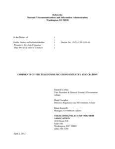 Telecommunications Industry Association / Consumer privacy / Information privacy / Jon Leibowitz / Privacy policy / FTC regulation of behavioral advertising / Privacy / Ethics / Internet privacy