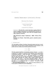 505  Documenta Math. Generic Observability of Dynamical Systems Esfandiar Nava Yazdani