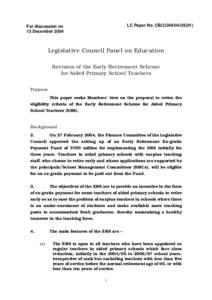 LC Paper No. CB[removed])  For discussion on 13 December[removed]Legislative Council Panel on Education