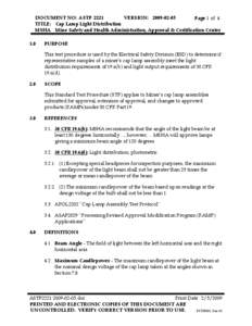 MSHA - Standard Test Procedure - Cap Lamp Light Distribution