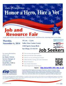 Job Seekers  Register : http://bit.ly/HAH_HAV_Nov_6_JS 