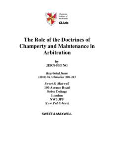 The Role of the Doctrines of Champerty and Maintenance in Arbitration