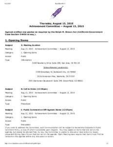 BoardDocs® LT Thursday, August 13, 2015 Achievement Committee ­­ August 13, 2015