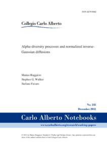 ISSNAlpha­diversity processes and normalized inverse­ Gaussian diffusions  Matteo Ruggiero