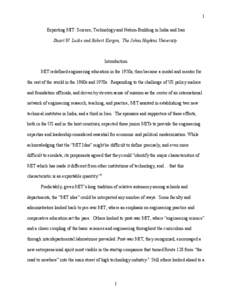 1 Exporting MIT: Science, Technology and Nation-Building in India and Iran Stuart W. Leslie and Robert Kargon, The Johns Hopkins University.