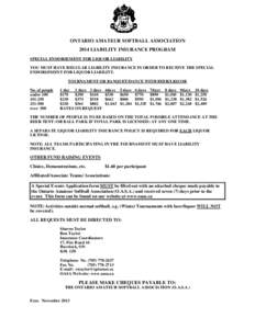 Institutional investors / Sports / Insurance / Softball / Accounts payable / Liability insurance / Havelock-Belmont-Methuen /  Ontario / Finance / Games / Types of insurance / Ontario Amateur Softball Association / Financial institutions