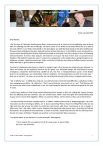 Letter Letter of of Jean Jean Vanier  Trosly, January 2010