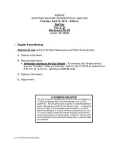 StarTran Advisory Board Special Meeting Agenda - April 10, 2014