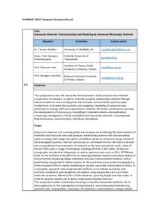 EUROMAT 2017/ Symposia Structure/Area D           