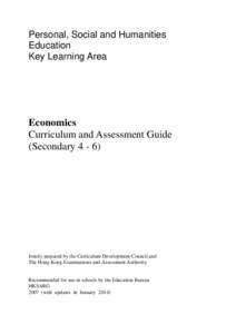 Personal, Social and Humanities Education Key Learning Area Economics Curriculum and Assessment Guide