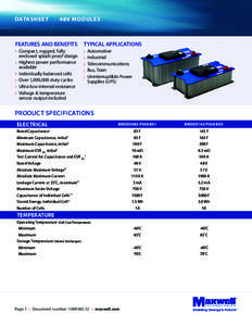 Physics / Electric double-layer capacitor / Power-to-weight ratio / Capacitance / Maxwell Technologies / Datasheet / Technology / Energy / Capacitors