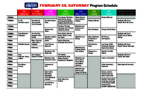 LONG BEACH COMIC EXPO LOGO[removed]FEBRUARY 28, SATURDAY Program Schedule (S1) Lighthouse