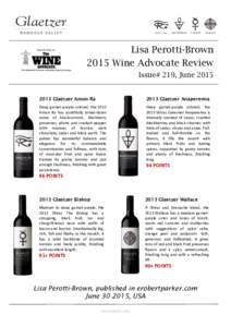 Lisa Perotti-Brown 2015 Wine Advocate Review Issue# 219, JuneGlaetzer Amon-Ra