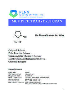 METHYLTETRAHYDROFURAN  The Furan Chemistry Specialists