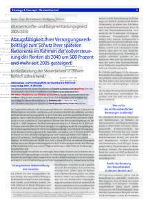 Strategy & Concept / RentenControl  Autor: Dipl.-Betriebswirt Wolfgang Decius Alterseinkünfte- und Bürgerentlastungsgesetz