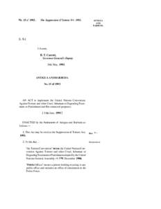 The Suppression of Torture Act, [removed]NO. 15 of[removed]ANTIGUA AND