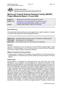 MTSRF Milestone Report Reef and Rainforest Research Centre ProjectPage 1 of 6