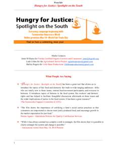 Press Kit   Hungry for Justice: Spotlight on the South      