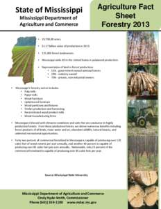 State of Mississippi Mississippi Department of Agriculture and Commerce Agriculture Fact Sheet