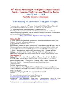 Microsoft Word - 50th Annual Mississippi Civil Rights Martyrs Memorial Service.doc