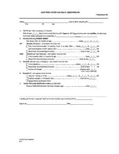 LONG TERM VISITOR AND HEALTH QUESTIONNAIRE  Name - Attachment #2
